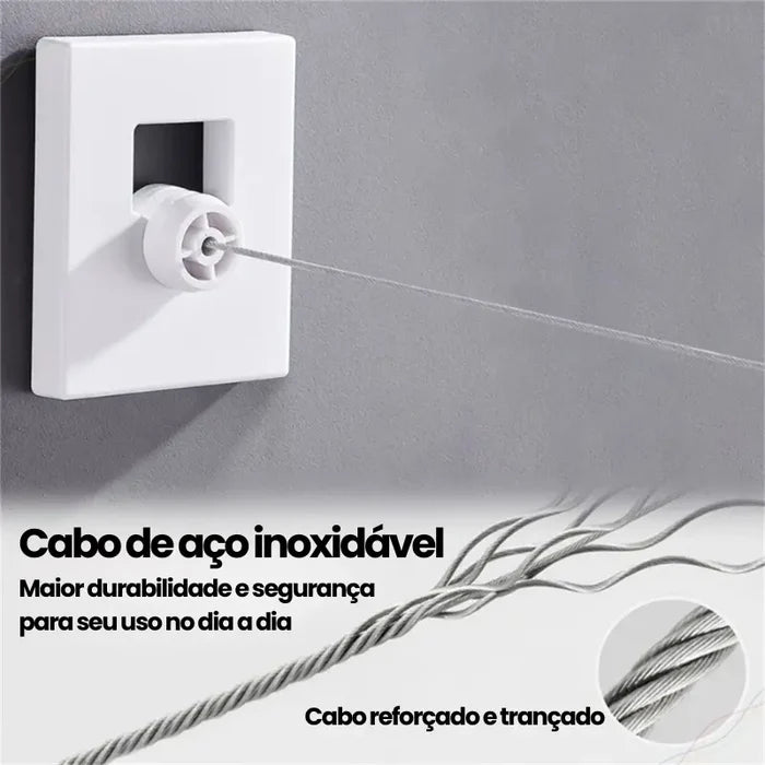 (COMPRE 1 LEVE 3) DryLine Compact - Varal Retrátil Compacto e Moderno para Qualquer Espaço, em Aço Inoxidável