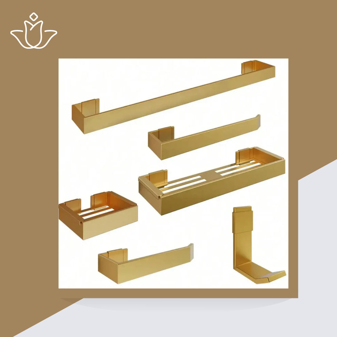 Kit De Acessórios Para Banheiro Dourado 6 Peças