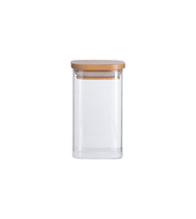 Pote de Mantimentos Quadrado Flat 250ml com Tampa de Bambu