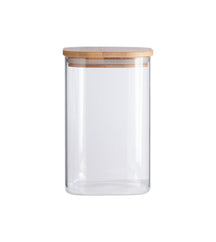 Pote de Mantimentos Quadrado Flat 1100ml com Tampa de Bambu