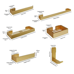 Kit De Acessórios Para Banheiro Dourado 6 Peças