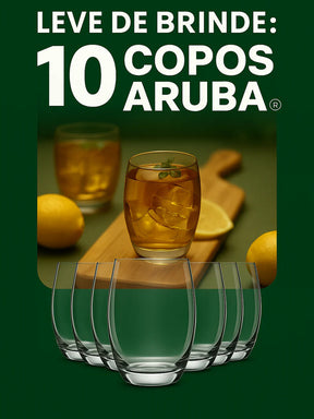 Kit 20 Potes Herméticos de Vidro + 10 Copos de Vidro Aruba de Brinde