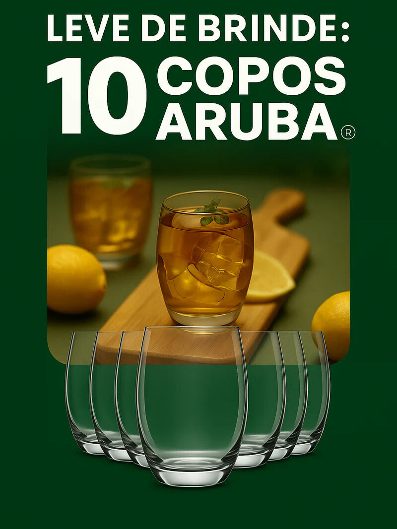 Kit 20 Potes Herméticos de Vidro + 10 Copos de Vidro Aruba de Brinde