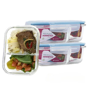 Kit 20 Potes Herméticos de Vidro + 10 Copos de Vidro Aruba de Brinde