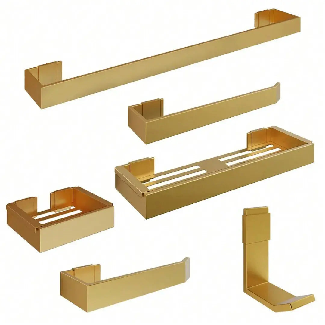 Kit De Acessórios Para Banheiro Dourado 6 Peças
