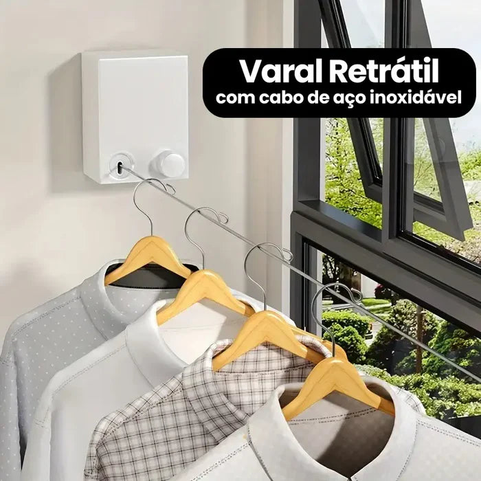 (COMPRE 1 LEVE 3) DryLine Compact - Varal Retrátil Compacto e Moderno para Qualquer Espaço, em Aço Inoxidável