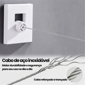 (COMPRE 1 LEVE 3) DryLine Compact - Varal Retrátil Compacto e Moderno para Qualquer Espaço, em Aço Inoxidável